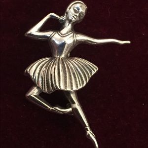 Vintage ballerina pin, sterling silver